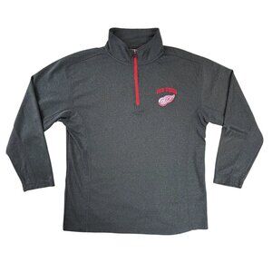 NHL Men's Detroit Red Wings Gray Logo Performance 1/3 Zip Pullover Size Medium